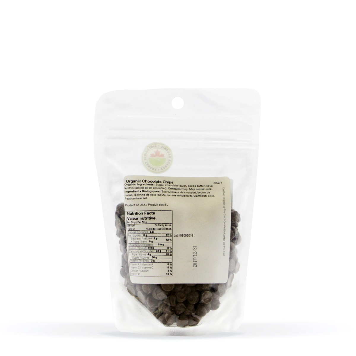 Nutritional Information about Real • Organic Chocolate Chips