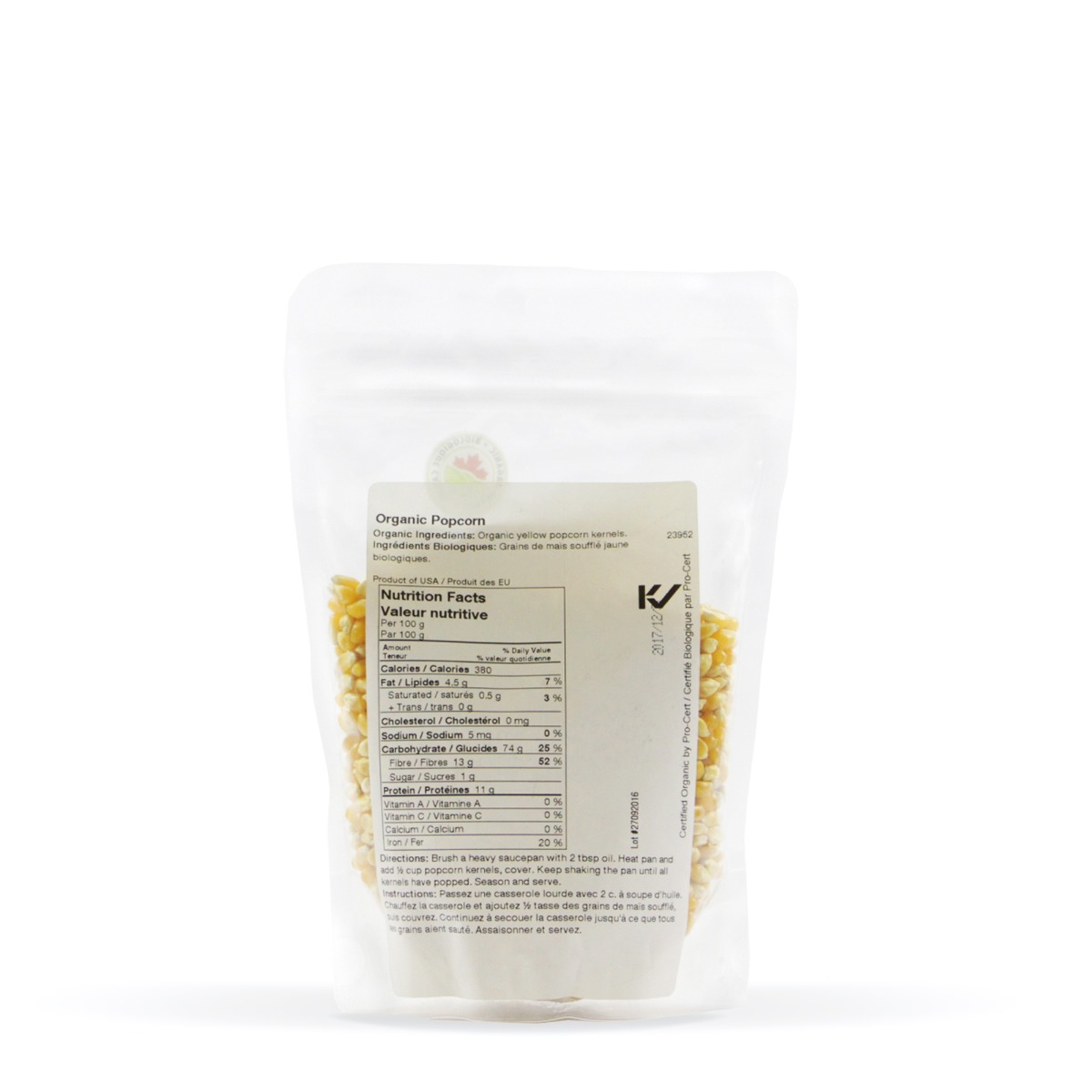 Nutritional Information About Real • Organic Popcorn